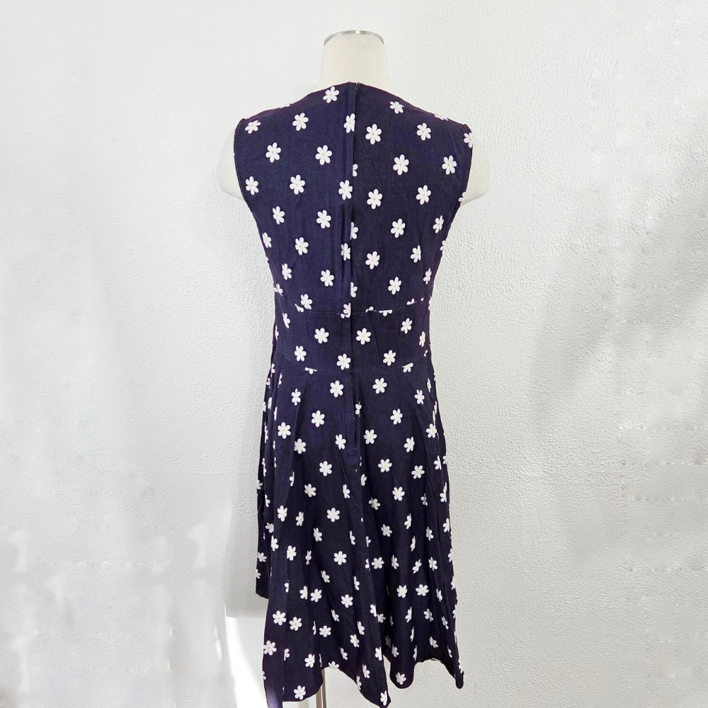 Unique Vintage Delores Swing Dress Sleeveless Retro Navy blue daisy plus size 1X - Picture 2 of 5